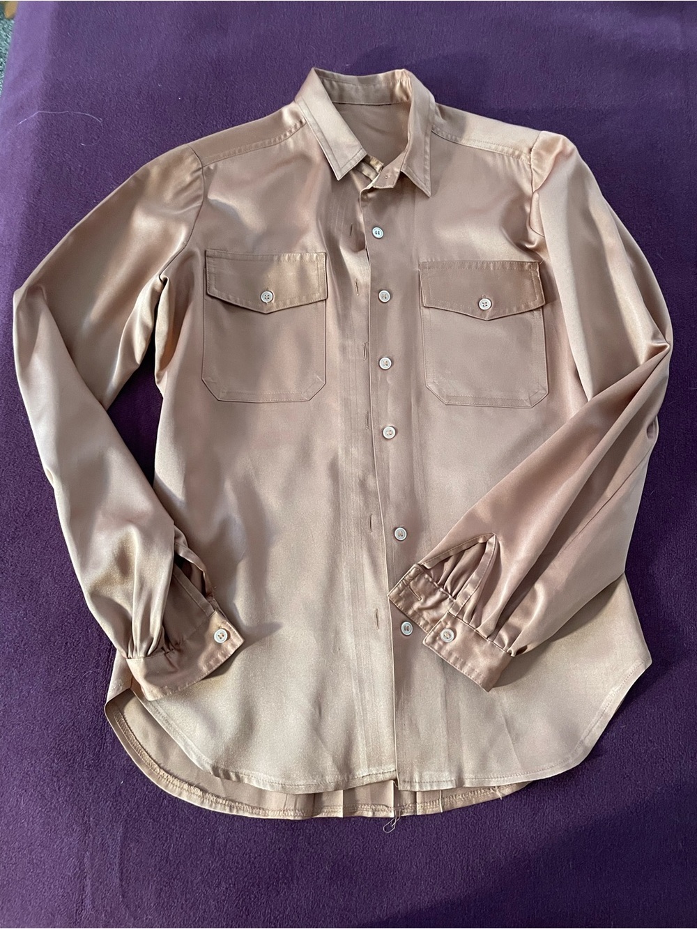 Classic Button-Up Blouse in Soft Terracotta Tone